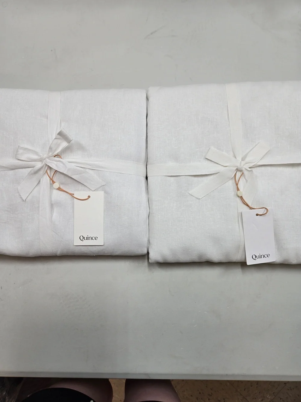 NWT QUINCE Set Of 2 48x84 European Linen True Blackout Curtains White 9370